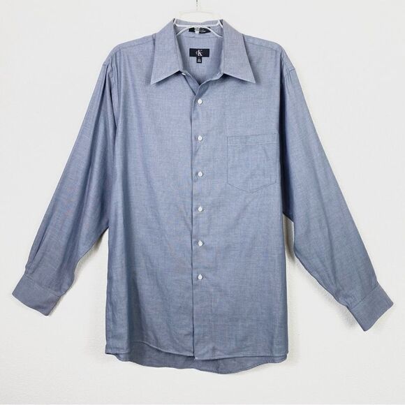 Calvin Klein Blue Long Sleeve Button Up Dress Shirt - Picture 1 of 3